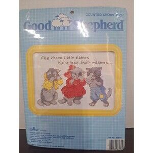 1988 Good Shepherd Three Little Kittens Counted Cross Stitch Kit